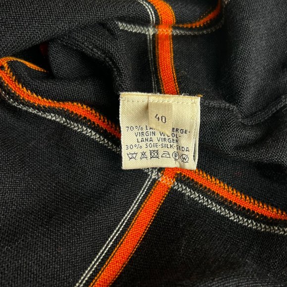 Hermes Womens Tattersall Sweater Wool & Silk EU 40 Pullover Orange Black NWT - Picture 11 of 14